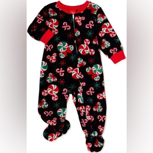 ‼️$7‼️Disney Mickey Minnie Sleep Pajamas Candy Canes and Peppermint Heads - Picture 3 of 8